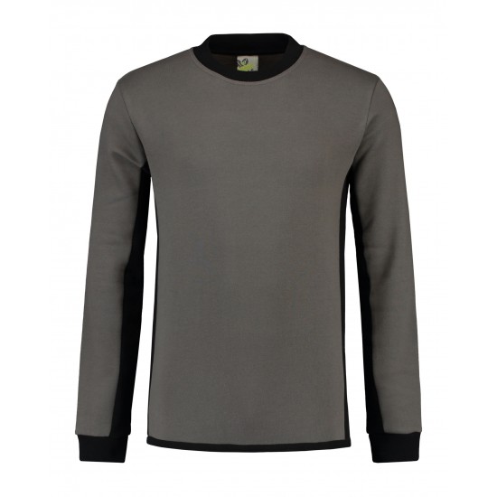 SWEATER L&S 4750 SWEATER WORKWEAR PEARLGREY BLACK Bedrijfskleding bedrukken